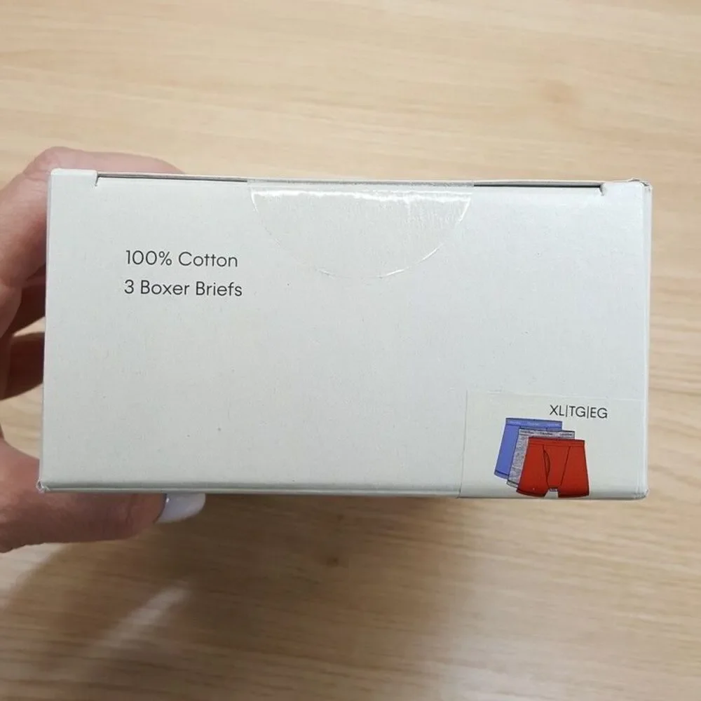 CALVIN KLEIN Boxer Briefs Mens XL Red Blue Grey 3-Pack 100% Cotton Logo